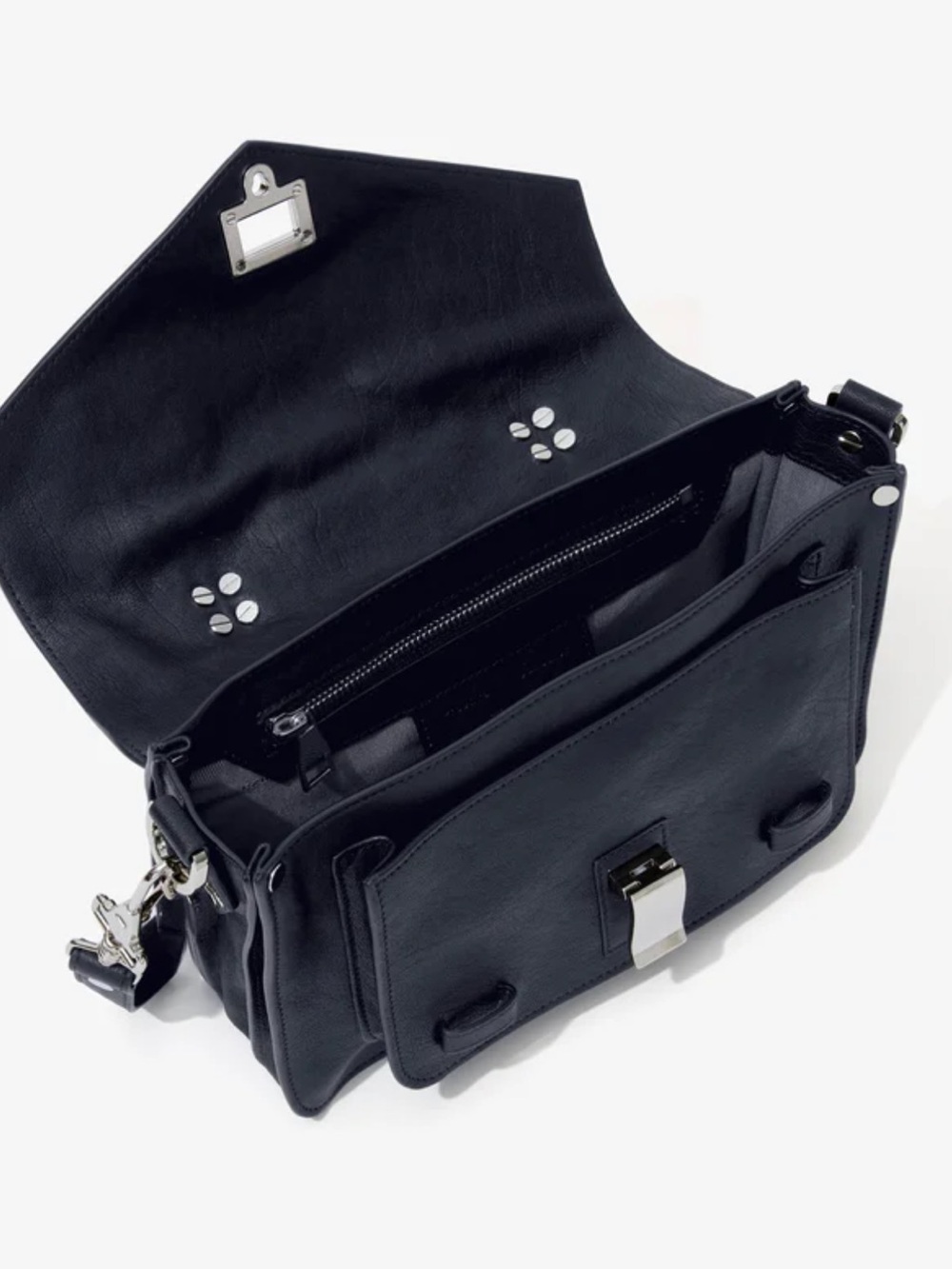 Proenza Schouler Black Leather Messenger Satchel with Top Handle - Picture 3 of 7